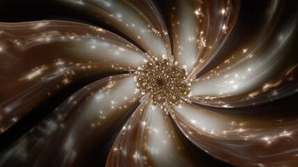 Abstract swirl pattern of brilliant lights and soft textures in shades of brown and cream, creating a captivating visual effect