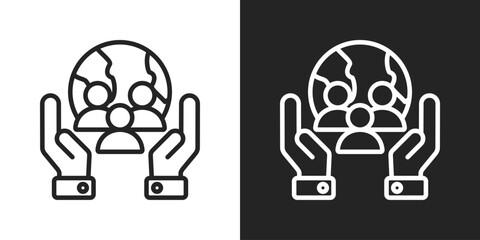 Social Responsibility Icon In Black And White Line Style