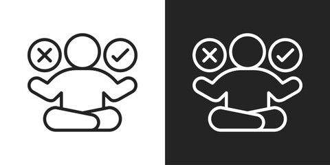 Decision Making Icon In Black And White Line Style