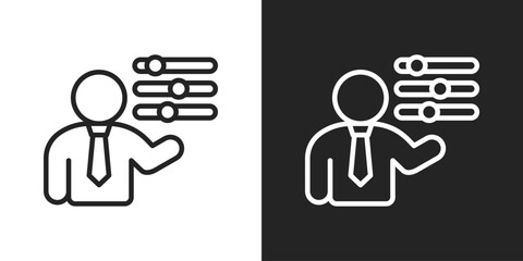 Self Management Icon In Black And White Line Style