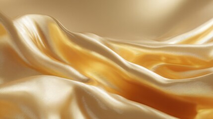 Obraz premium Luxurious Golden Satin Fabric with Soft Drapes and Elegant Waves Creating Beautiful Textures and Patterns
