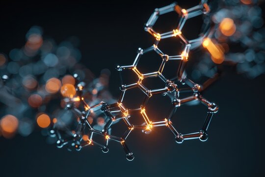 Glowing metallic molecular structure abstract - Powered by Adobe