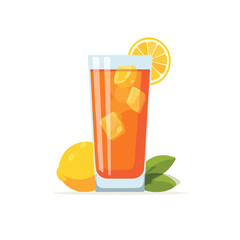 Lemon Iced Tea illustrated in a clean 2D flat vector style, minimal and modern, isolated on a white background.