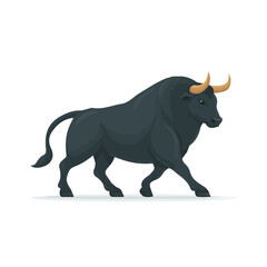 Simple flat 2D vector graphic of Bull, modern icon look, displayed on a pure white background.