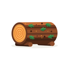 Yule Log illustrated in a clean 2D flat vector style, minimal and modern, isolated on a white background.