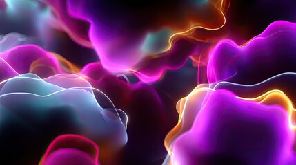 Abstract Colorful Fluid Shapes with Neon Lights Creating a Dreamlike Atmospheric Background