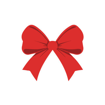 Christmas Bow, modern 2D flat vector illustration in icon style, isolated on pure white background.