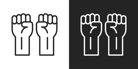 Obraz premium Protest Power Icon In Black And White Line Style