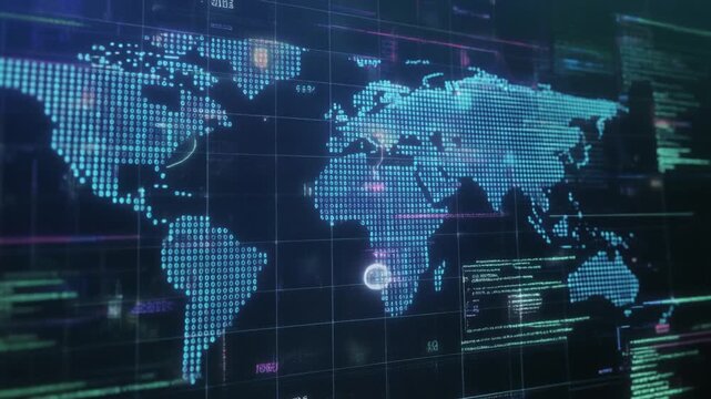 Video a digital map of the world displayed on a computer screen