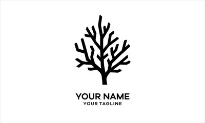 Minimalist Tree Logo Design Branching Silhouette Nature Icon logo design.