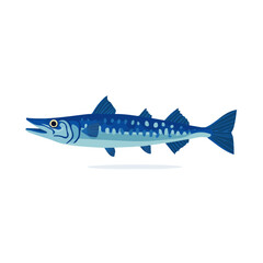 Obraz premium Barracuda in a clean 2D flat vector icon style, minimal and simple, set on a plain white background.