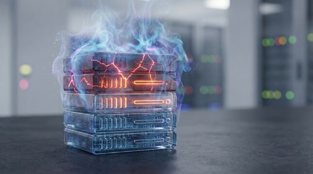 DDoS Attack Overwhelming Servers: Digital Network Security Threat Leading to System Breakdown and Data Center Overload