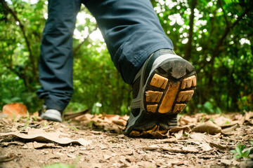 Person hiking forest path finding mental health