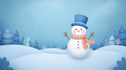 winter festive poster or flayer copy space scene background with snowman character