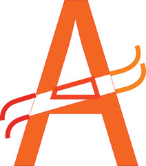 The image presents a bold and visually striking design centered around a large orange letter 'A'. The choice of orange for the letter conveys warmth and energy,