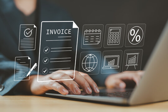 Online invoice processing, budgeting, payment management, and expense tracking using digital forms, accounting software, and financial planning tools for modern business finance.