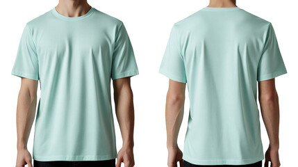 Showcase your designs with this stylish mint tee mockup, perfect for apparel branding and online stores front and back
