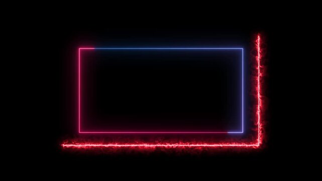 neon pink and blue glowing facecam frame animation isolated on black background