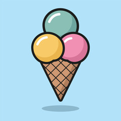 Colorful Ice Cream Cone – Cute Summer Dessert Vector Illustration