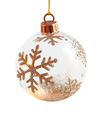 Clear Christmas Ornament with Golden Snowflakes