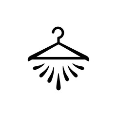 “Clothes Hanger with Spray Icon – Laundry Freshening Silhouette Vector”