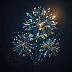 Abstract polygonal fireworks illustrate a refined and unforgettable New Year celebration.