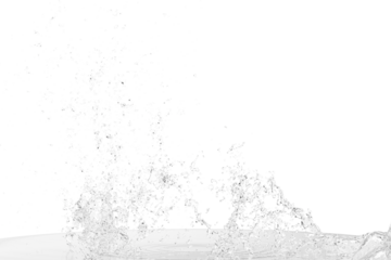 Vigorous white water splashes erupt upwards and outwards transparent  background, captured in dynamic motion with countless scattering droplets