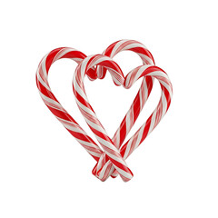 Candy cane heart shape pair, isolated