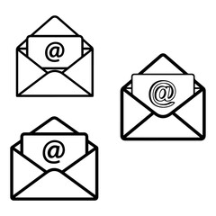 Open envelope with golden at sign isolated PNG, email marketing concept for business communication and digital correspondence