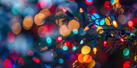A beautiful display of colorful Christmas lights, creating a festive atmosphere