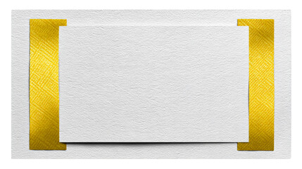 Elegant textured white paper with golden metallic ribbon accents creates a sophisticated greeting or announcement background for invitations and business communications