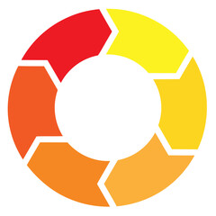 循環を示す6色の矢印サイクル図　ビジネスプロセスやワークフローに活用できるインフォグラフィック