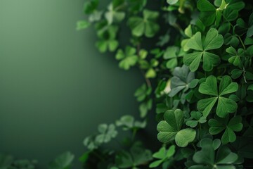 Lush green clover leaves create a vibrant backdrop, perfect for celebrating saint patrick's day