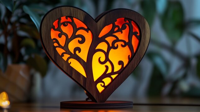 TREE HEARTS Lantern Layered Svg, Valentine Heart Frame, Tabe Lamp Decor Laser Ready file Glowforge, Plywood Painting Digital Laser cut