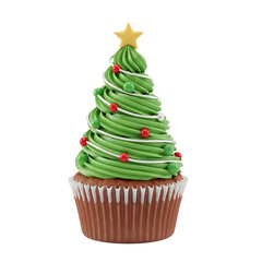 Christmas cupcake with green frosting tree swirl