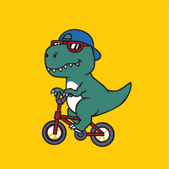 dino cycling  hand drawn illustration graphic vector 