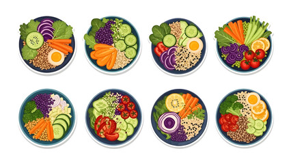 Colorful Easter egg set featuring seamless floral patterns and nature-inspired vector icons for spring holiday card decoration and wallpaper design