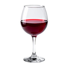 Red wine in a glass with grapes, fruits and leaves on a white background