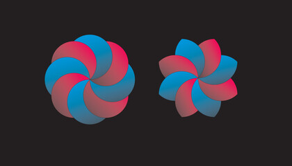 Gradient Pinwheel Spiral – Abstract Blue and Pink Twirl Design Vector on Dark Background
