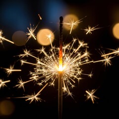 Fototapeta premium Abstract kinetic energy shot of a sparkler in motion during a New Year's Eve celebration.