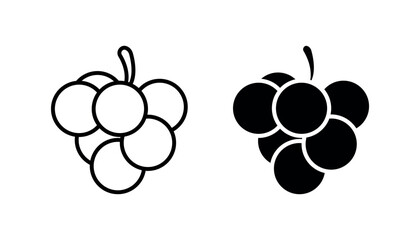 Grape Icon, Bunch of Grapes Vector, Minimal Line and Solid Styles for Food, Wine, Fruit Branding