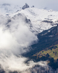 Fototapeta premium Swiss Alps Peaks in the Winter Season Photo, Grindelwald Switzerland