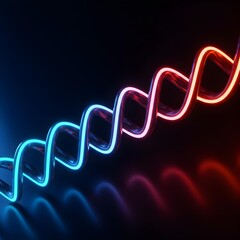 Intriguing Macro Voyage into a Luminous Neon Helix: Glowing Spirals Weaving Smooth Metallic Textures Across a Minimal Dark Cyberpunk Backdrop