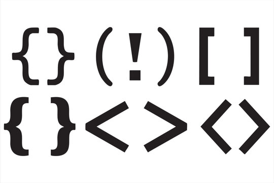 Curly braces and punctuation icons for typographic and coding uses