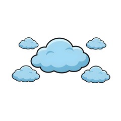 Obraz premium Soft blue cartoon clouds with a clean and bright sky theme.