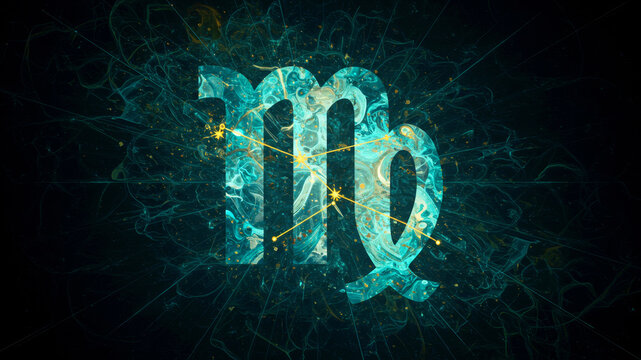 Virgo zodiac sign in cosmic space with star constellation connections. Astrology and horoscope concept for mystical design. - Powered by Adobe
