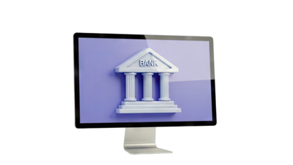 Bank Icon on Computer Screen