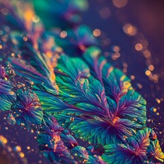 Macro Marvel: Dazzling Crystalline Nucleate Patterns, Abstract Textured Details, and Gentle Glowing Radiance Emphasizing Upscale Artistic Elegance in a Mesmerizing Composition