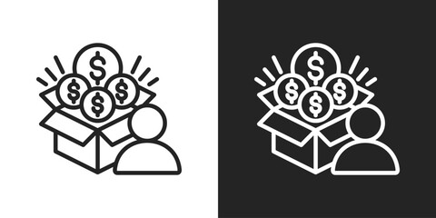 Crowdfunding Icon In Black And White Line Style