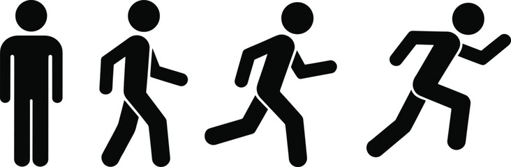 Man Walking and Running Poses Icons illustration vector